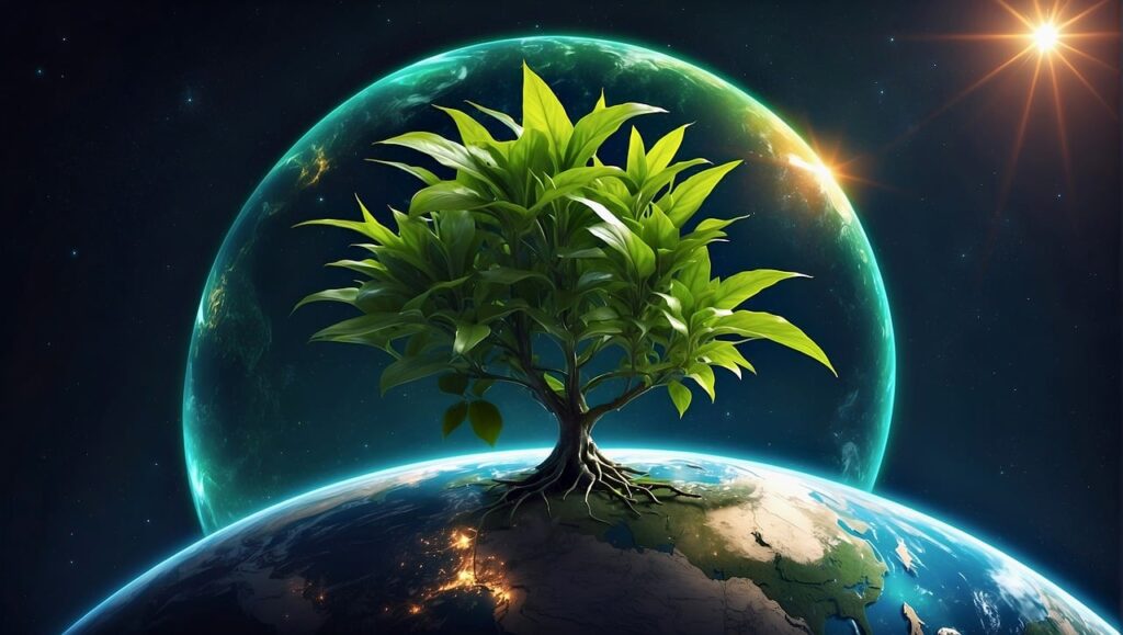 Earth and tree growing